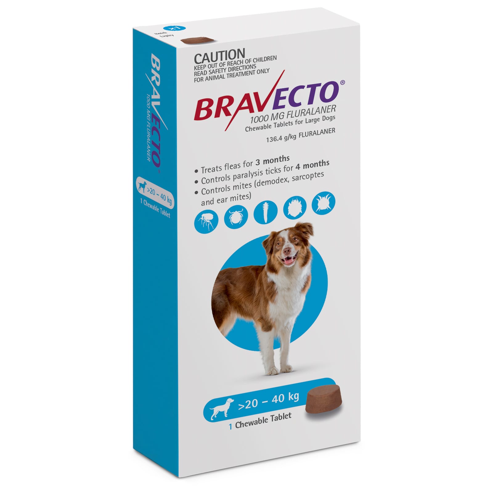 Bravecto Chew for Large Dogs 20kg40kg (Blue) Southwest Stockfeeds